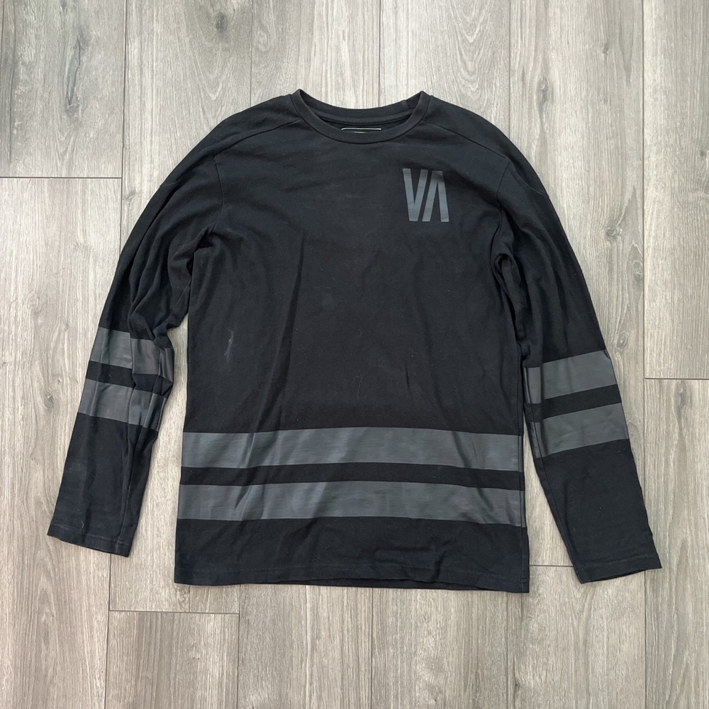 RVCA Men's Small T Shirt Black On Black Long Sleeve